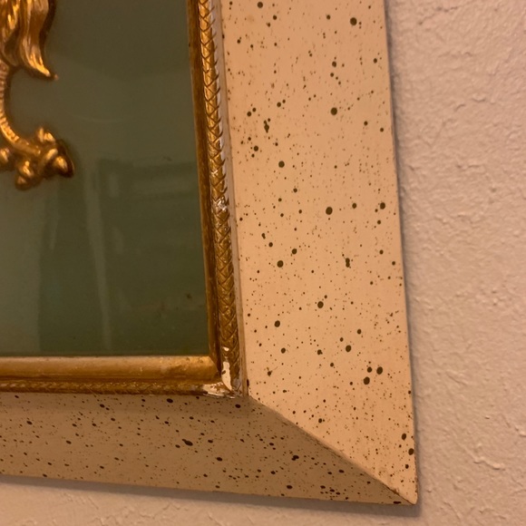 RETRO 1950s SET OF GOLD LIONS FRAMED IN TEAL BKGRD - Picture 4 of 7